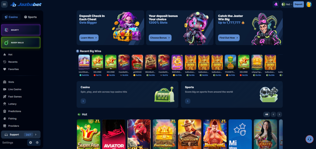 Jazbabet.com gaming portal reviews and APK free download 3 Jazbabet interface